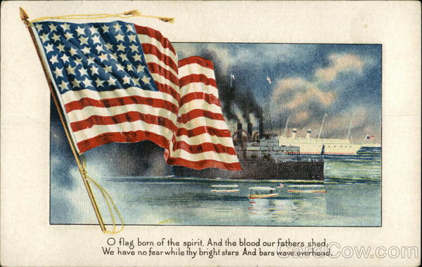 O Flag Born of the Spirit, And the Blood our Fathers Shed, We Have no Fear While Thy Bright Stars