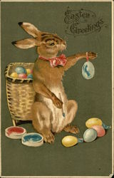 Easter Greetings With Bunnies Postcard Postcard