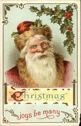 May Christmas Joys be Many Santa Claus Postcard Postcard