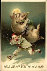 Best Wishes for the New Year Pigs Postcard Postcard