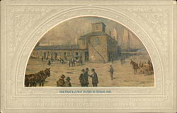 The First Railway Station in Chicago, 1849 Postcard