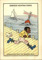 Durkees Yachting Terms, Running Free Past the Winning Buoy Black Americana Postcard Postcard