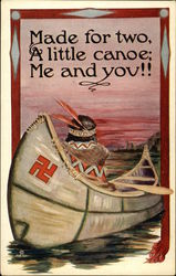 Made for Two, A Little Canoe; Me and You!! Native Americana Postcard Postcard