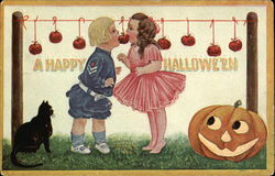 Happy Halloween - Children and Apples Postcard