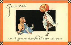 Greetings and All Good Wishes for a Happy Halloween Postcard Postcard