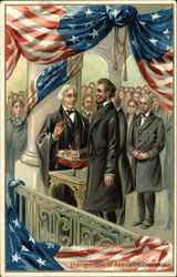 Inauguration of Abraham Lincoln, while taking oath Postcard