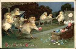 Best Easter Wishes with Chicks & Eggs Postcard