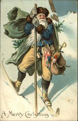 Santa on Skis Postcard