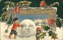 Children Build Snowman Postcard