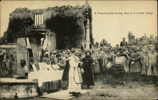 A French Priest Saying Mass in a ruined Village