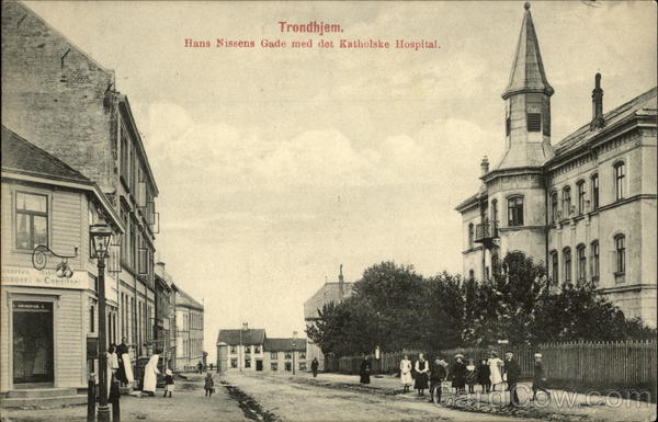 Hans Nissens Gade med det Katholske Hospital Trondheim Norway