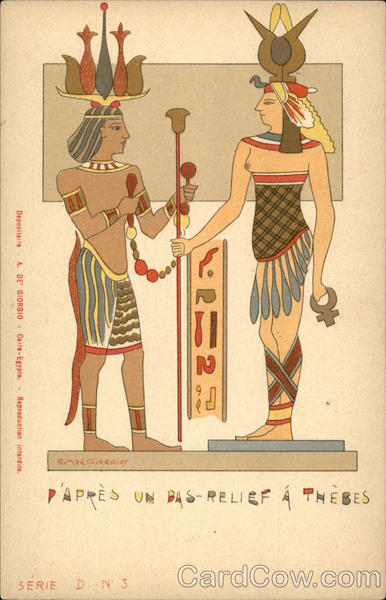Ancient Egyptian Woman and Man Wearing Elaborate Clothing