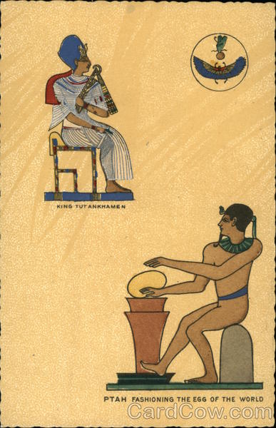 Ptah Fashioning The Egg Of The World, With King Tutankhamen Egypt
