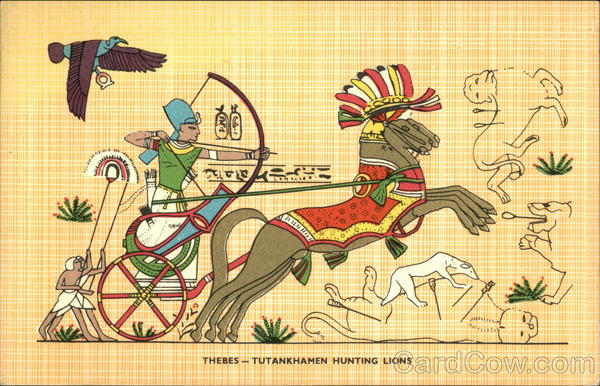 Thebes, Tutankhamen Hunting Lions Egypt Africa