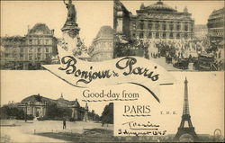 Bonjour de Paris Postcard