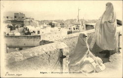 Arabic Women on the Terraces Algiers, Algeria Africa Postcard Postcard