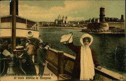 J'arrive à Marseille à bord d _____ et vous envoie le Bonjour Postcard