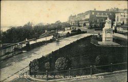 Queen Victoria Statue and Royal Hotel Postcard