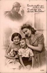 Family thinking of soldier Postcard