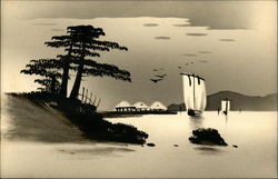 Hand Lacquered Ocean Scene Urushi Postcard