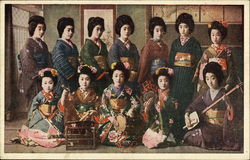 Twelve Japanese Geisha Girls Postcard