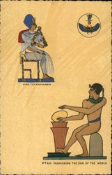 Ptah Fashioning The Egg Of The World, With King Tutankhamen Postcard