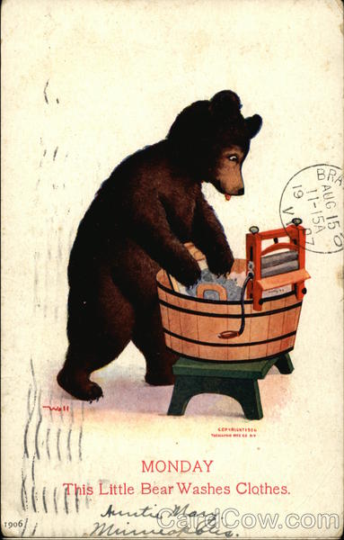 Monday This Little Bear Washes Clothes Bears