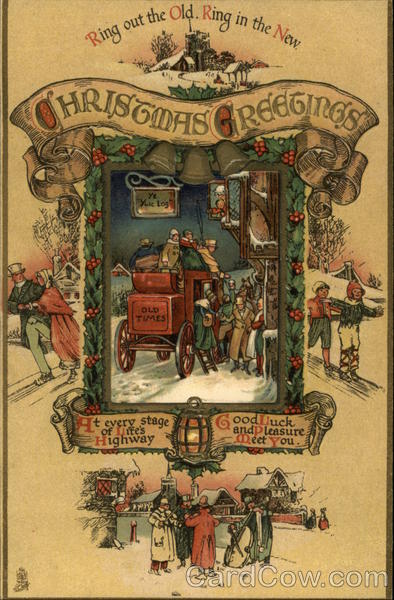 Christmas Greetings, Ring out the Old. Ring in the New