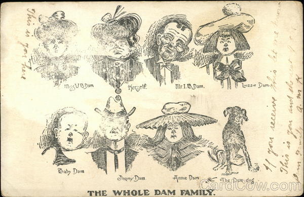 Pencil Drawing Caricatures of The Whole Dam Family