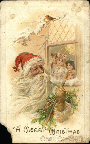Children Spying Santa Outside Window Santa Claus