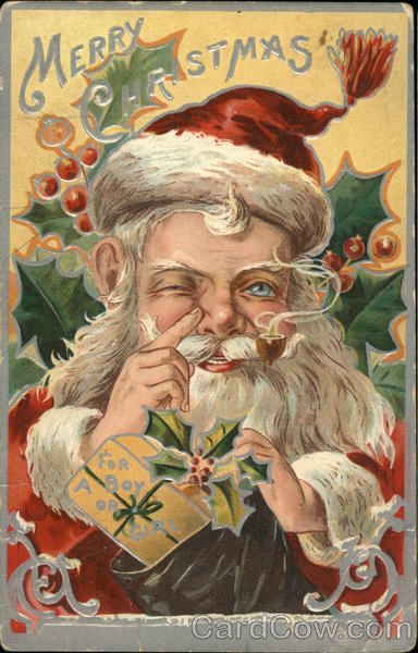 Merry Christmas with Santa and Packages Santa Claus