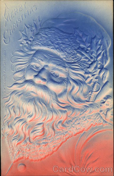 Raised Relief Santa in Blue and Red Santa Claus