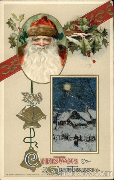 Framed Santa and Framed Winter Scene Santa Claus