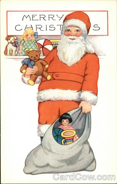 Merry Christmas with Santa and Toys Santa Claus