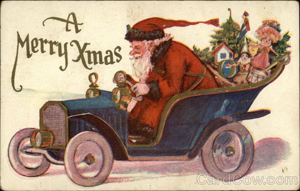 Santa Delivering Toys by Car Santa Claus