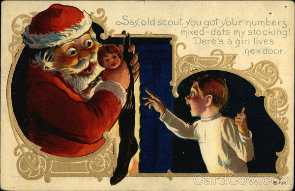 Say, Old Scout, you got Your Numbers Mixed - Dats my Stocking! Dere's a Girl Lives Next Door