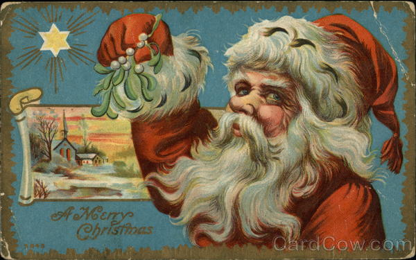 Santa holding mistletoe Santa Claus