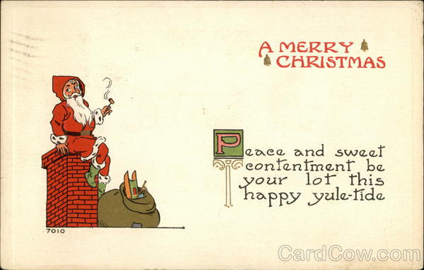 A Merry Christmas with Santa on the Chimney Santa Claus