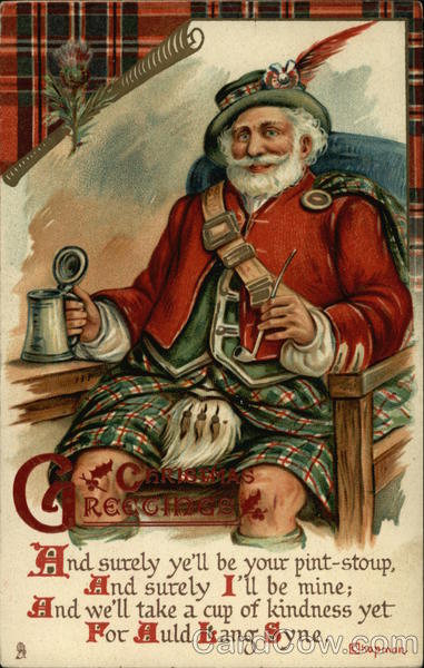 Christmas Greetings - With Scottish Santa Santa Claus