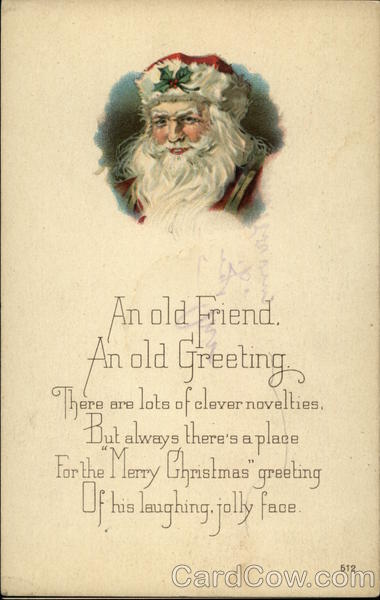 Santa With Holly on Cap Santa Claus