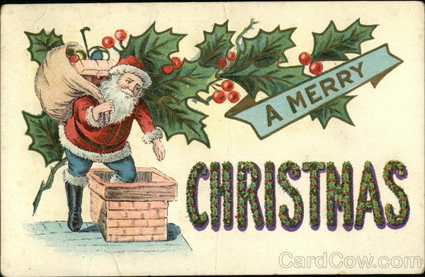 Santa Delivering Toys Down Chimney Santa Claus