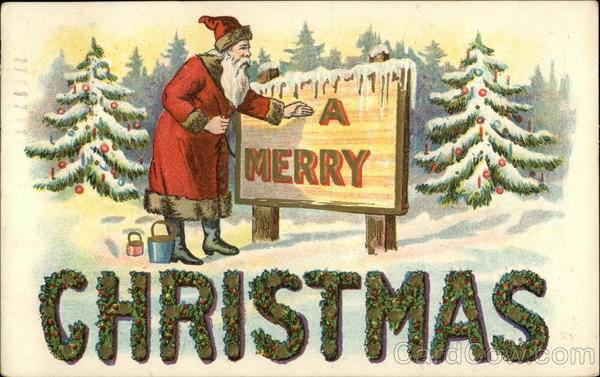 Santa Painting Sign A Merry... Santa Claus