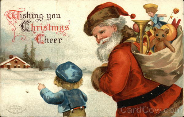 Wishing You Christmas Cheer with Santa and Child Ellen Clapsaddle