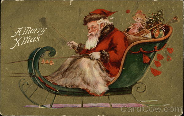 Santa in Sleigh Delivering Toys Santa Claus