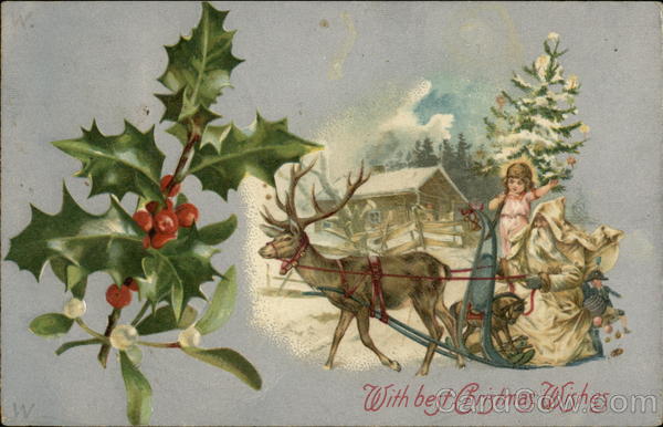 With Best Christmas Wishes - Santa & Reindeer Santa Claus