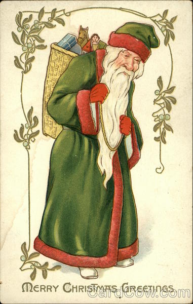 Merry Christmas Greetings with St Nick Santa Claus