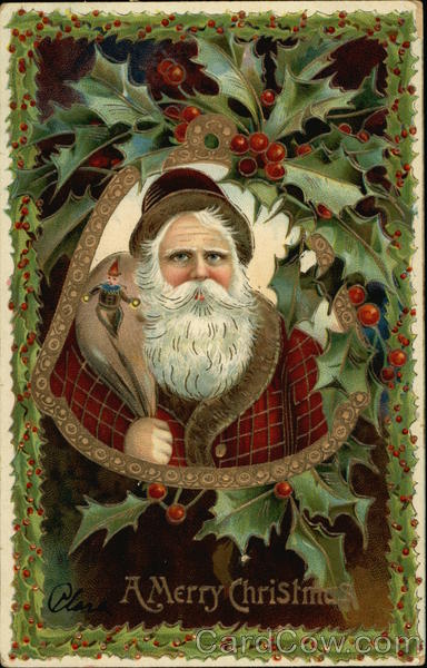 A Merry Christmas with Santa and Holly Santa Claus