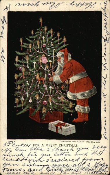 A Merry Christmas with Santa, Christmas Tree and Packages