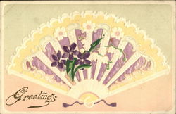 Purple Fan With Violets Postcard