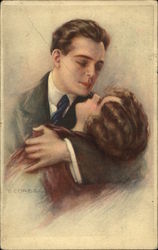 Couple in Romantic Embrace Postcard